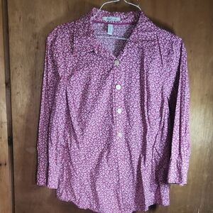 Pink Patterned Button-Up Blouse